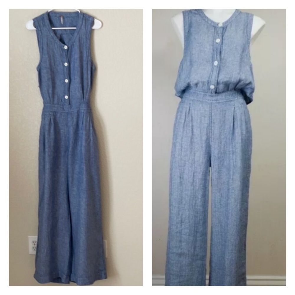 Free People Linen Chambray Jumpsuit size XS